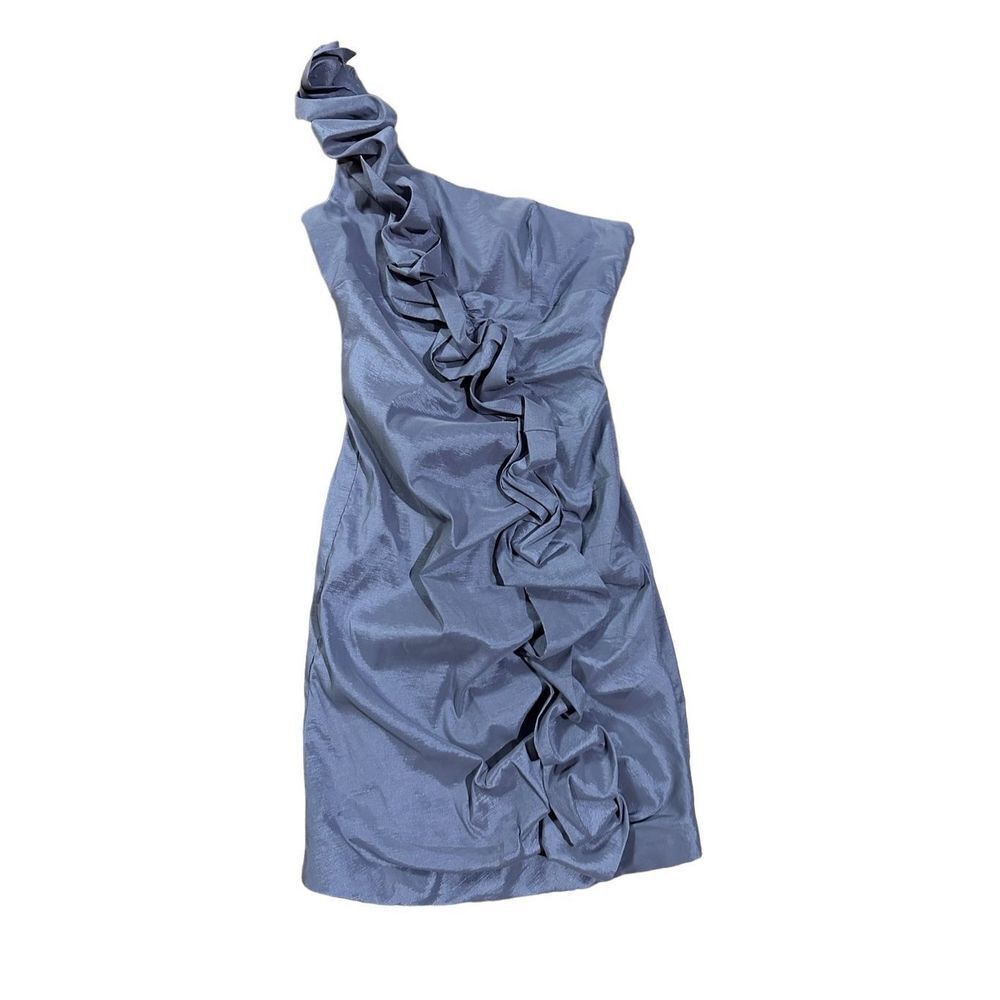 Hailey Logan by Adrianna Papell One Shoulder Ruffled Lined Dress Periwinkle Purp